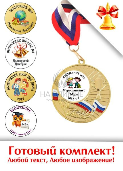 Выпускная медаль MD Rus 504 G, вид ленты текстильная