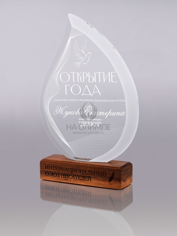 Стеклянная награда C65-210 с гравировкой