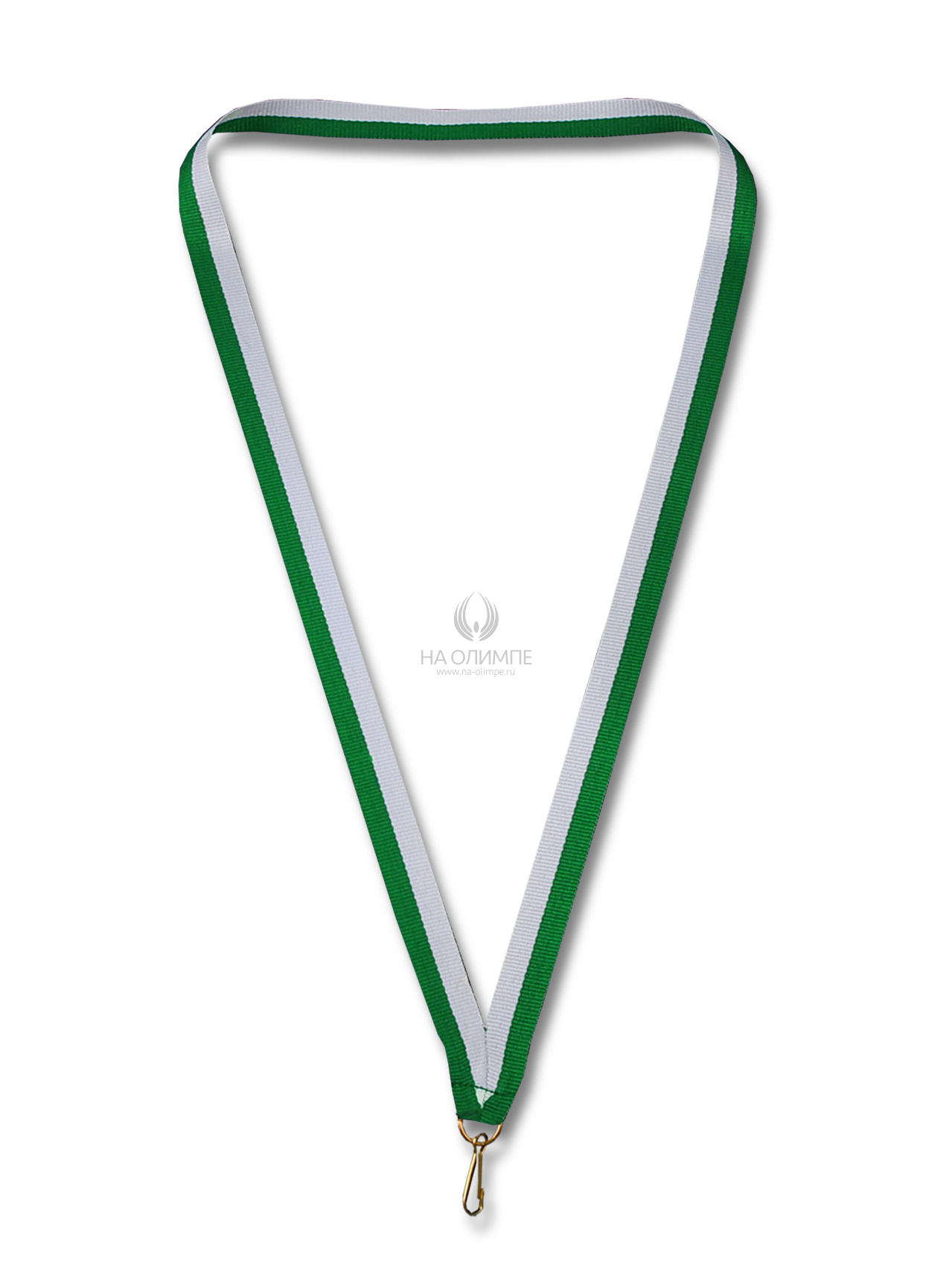 Лента для медали бело-зеленая 11мм, ширина ленты 11 мм